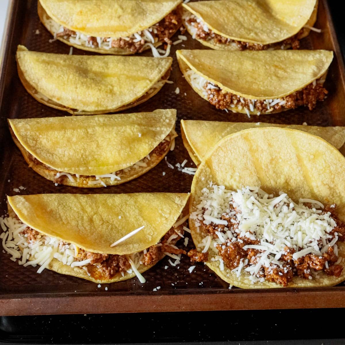 fill tacos on sheet pan