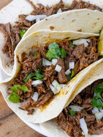 Shredded Beef Tacos on plate
