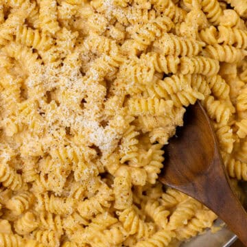 Pumpkin pasta in a pan